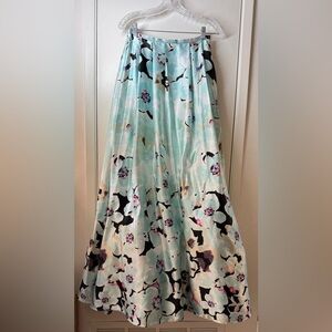 Blondie Nites Floral Formal Maxi Tulle Underskirt Lined Blue Cream Skirt Size 7